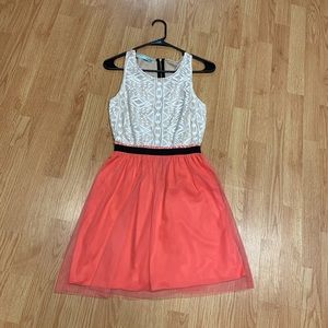 Cream and coral dress